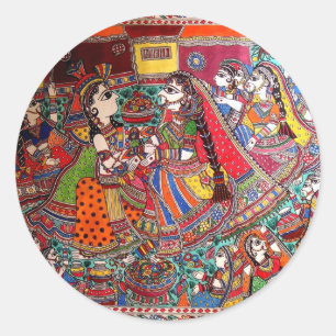 ADESIVO ESTILO HINDU DA ARTE DOS DEUSES MADHUBANI DE RADHA