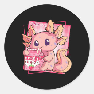 Adesivo Estilo Japonês Kawaii Axolotl Strawberry milk Anim