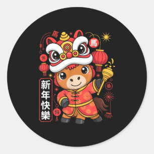 Adesivo Estilo Kawaii Ano do Cavalo 2026 Ano Novo Chinês