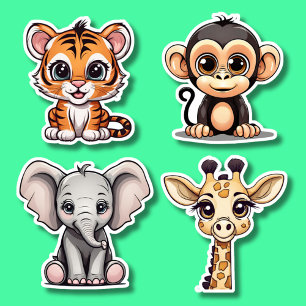 Adesivo Estilo Kawaii Grande Selva Selva Animal Definida À