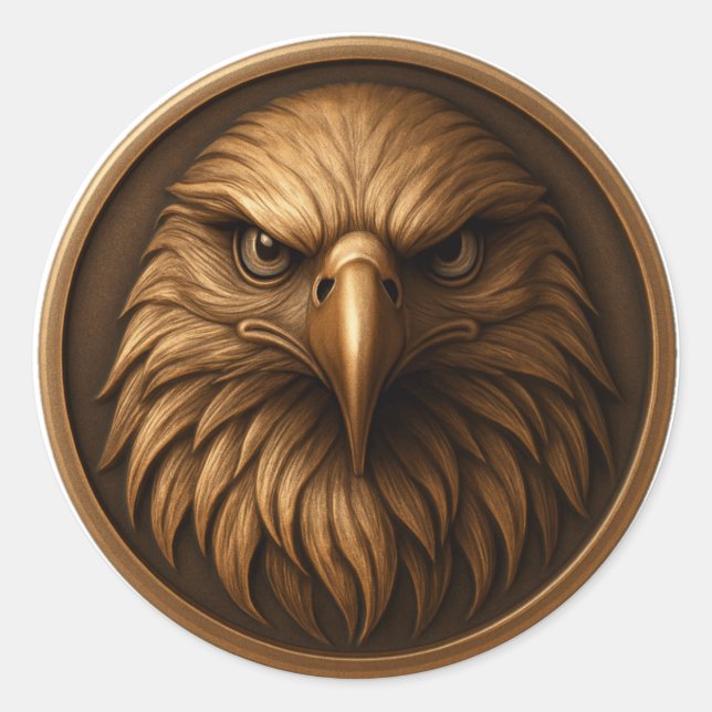 Adesivo Estilo Medalha de Cabeça de Águia Real 3D (Frente)