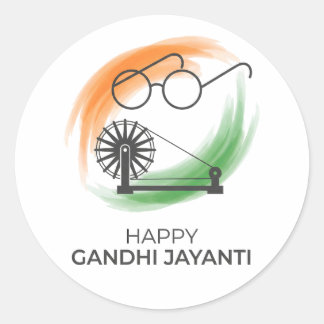 Adesivo Estilo Minimalista Feliz Gandhi Jayanti Gráfico Ve