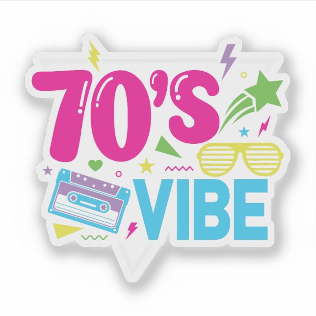 Adesivo Estilo Neon Retro com Vibe dos Anos 70 (Frente)