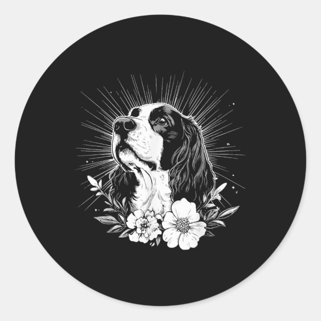 Adesivo Estilo Retroativo Inglês Springer Spaniel Dog Love (Frente)