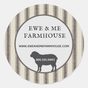 Adesivo Estilo Russo de Farmhouse Ovino Negro Ticking