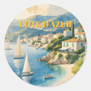 Adesivo Estilo Vintage Cote D'Azur Viagem francês