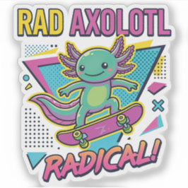 Adesivo Estilo vintage dos anos 90 Axolote Skate Rad neon