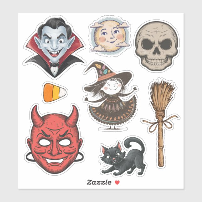 Adesivo Estilo Vintage Halloween (Folha)