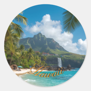 Adesivo Estilo Vintage Havaiano Viagem Costa Mar Azul