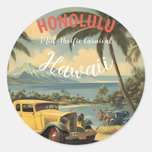 Adesivo Estilo Vintage Viagem Honolulu Médio Havaiano - Pa (Frente)