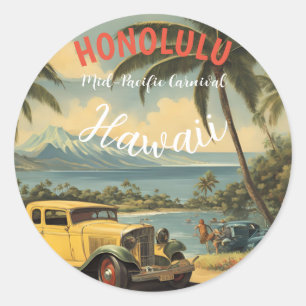 Adesivo Estilo Vintage Viagem Honolulu Médio Havaiano - Pa