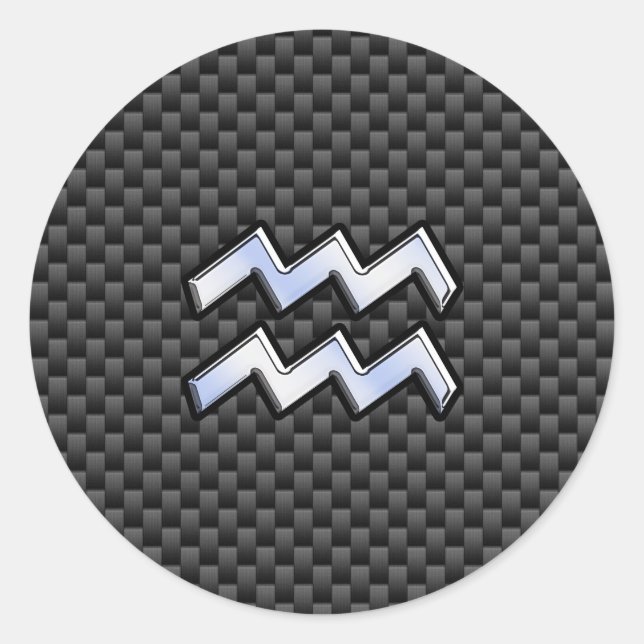 Adesivo Estilos de Fibra Carbono de Sinal Zodiac Aquário (Frente)