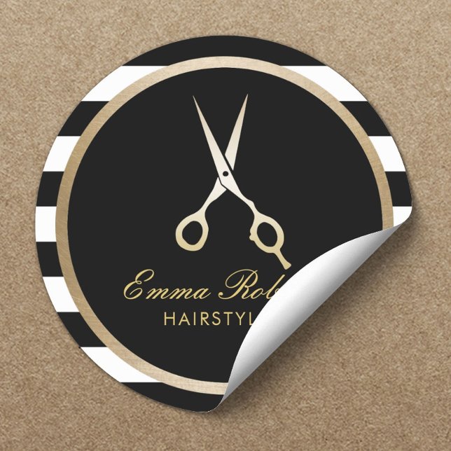 Adesivo Estilos Hair Stylist Dourados Elegantes - Escórias (Criador carregado)