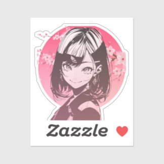 Adesivo estiloso de garota de anime