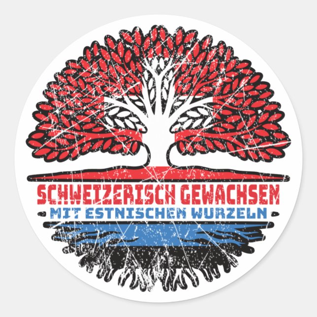 Adesivo Estland Estnisch Schweizer Schweiz Baum Wurzel (Frente)