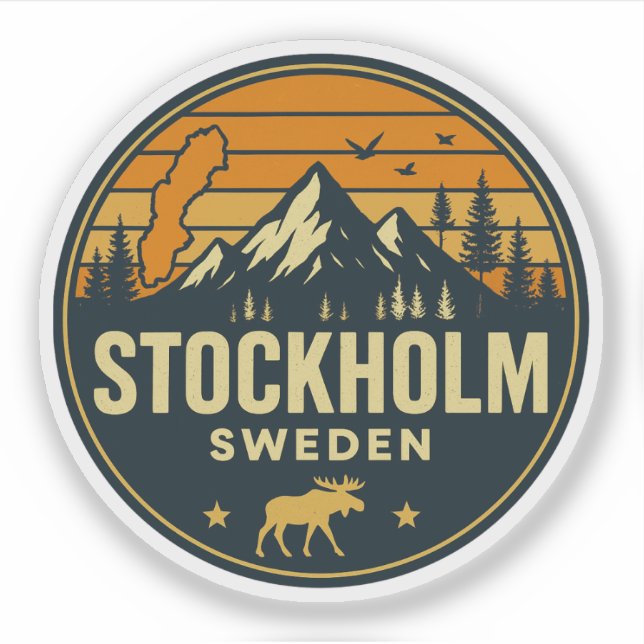 Adesivo Estocolmo, Suécia Sverige (Frente)