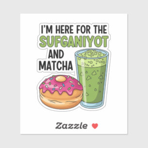 Adesivo Estou aqui por Sufganiyot e Matcha Hanukkah judeu