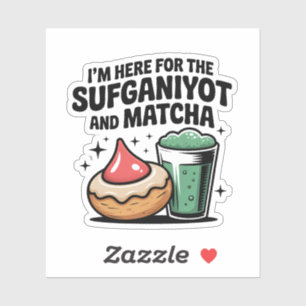 Adesivo Estou aqui por Sufganiyot e Matcha Hanukkah judeu