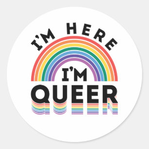 Adesivo Estou aqui, sou o Queer Orgulho gay Mês Rainbow