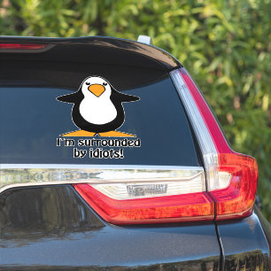 Adesivo Estou cercado por Idiotas Engraçados Carro de Pin