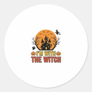 Adesivo Estou Com A Bruxa Design de Castelo de Halloween V