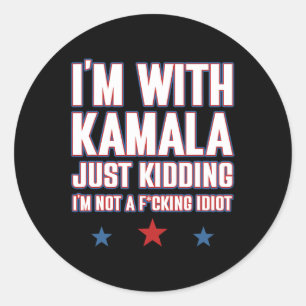 Adesivo Estou com Kamala só brincando, não é Idiot Retro E