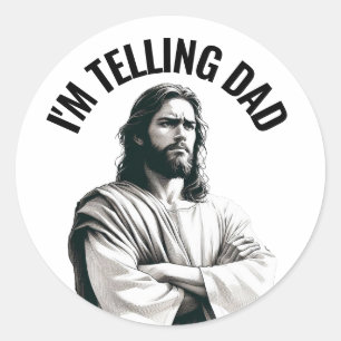 Adesivo Estou Contando ao Papai - Meme Divertido de Jesus