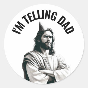 Adesivo Estou Contando ao Papai - Meme Engraçado de Jesus