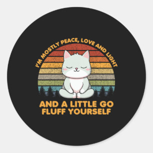 Adesivo Estou Principalmente Paz Amor Engraçado Yoga Gato