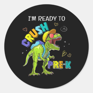 Adesivo Estou Pronto Para Dominar Pré K Dinossauro T Rex 1