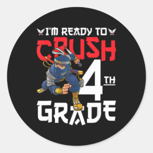 Adesivo Estou pronto para esmagar o 4º ano Ninja 1º dia de