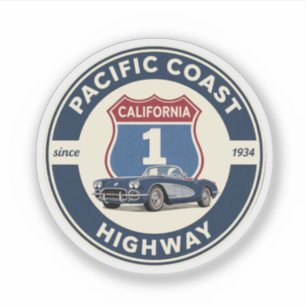 Adesivo estrada da costa pacífica CLASSICCAR califórnia ro