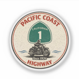 Adesivo estrada da costa pacífica de motocicleta californi