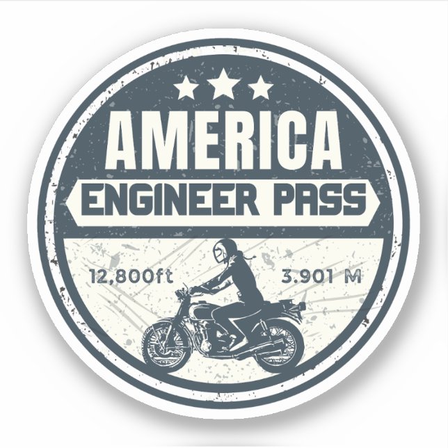Adesivo Estrada Engineer Pass viagem de moto colorida (Frente)