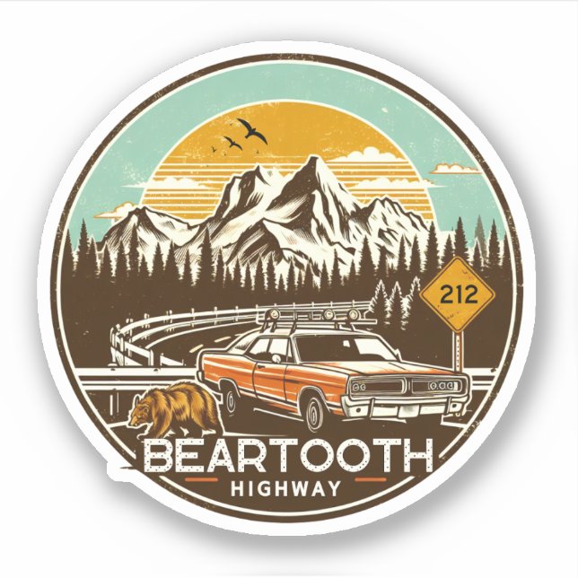 Adesivo estrada vintage Beartooth us 212 montana (Frente)