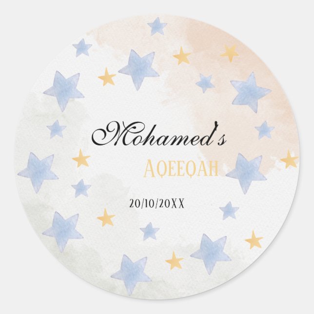 Adesivo Estrela Aqeeqah Personalizado – Nome & Dat (Frente)