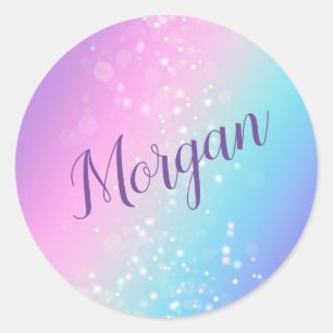 Adesivo Estrela Bokeh Roxo e Azul com Nome ou Monograma El