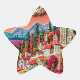 Adesivo Estrela Cidade Conto de Fadas Estilo Tricô