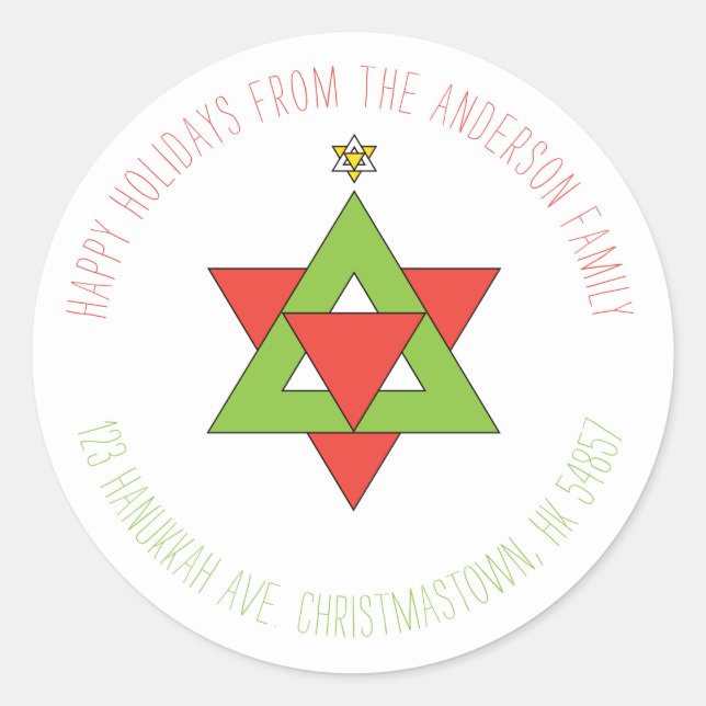 Adesivo Estrela da Árvore de Natal de David (Frente)