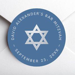 Adesivo Estrela de Davi Bar Mitzvah Clássico Azul Falso Pr