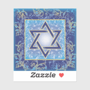 Adesivo Estrela de David Blue Dourado Sticker