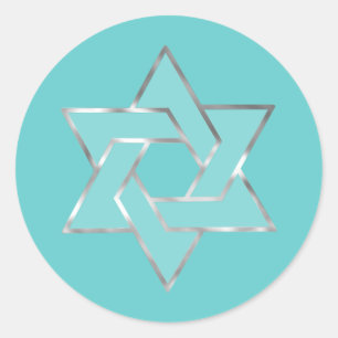 Adesivo Estrela de David metálica do olhar de Mitzvah do