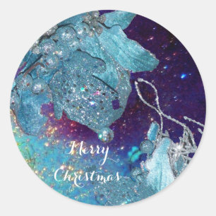 ADESIVO ESTRELA DE NATAL AZUL, FLORAL ELEGANTE EM ESPUDAS