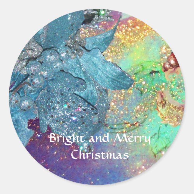 ADESIVO ESTRELA DE NATAL AZUL, FLORAL ELEGANTE EM ESPUMA (Frente)