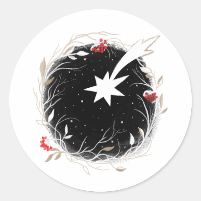 Adesivo Estrela de Natal Moderna Berries Wreath (Frente)