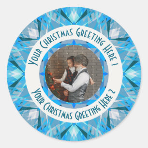 Adesivo Estrela de Natal Personalizada Inverno Azul Foto C
