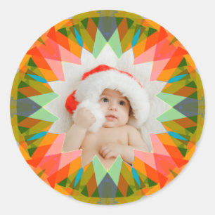 Adesivo Estrela de Natal Personalizada Rosa Verde Presente