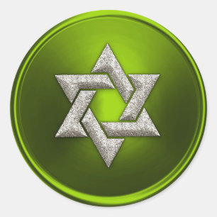 Adesivo Estrela de Prata Verde de David Envelope Selo