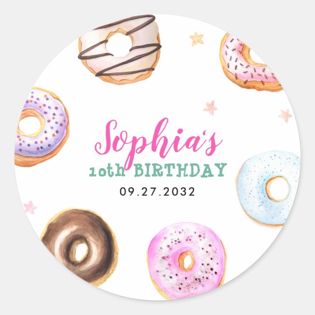Adesivo Estrela de sprinkles de Donut Pastel Rosa Script A (Frente)