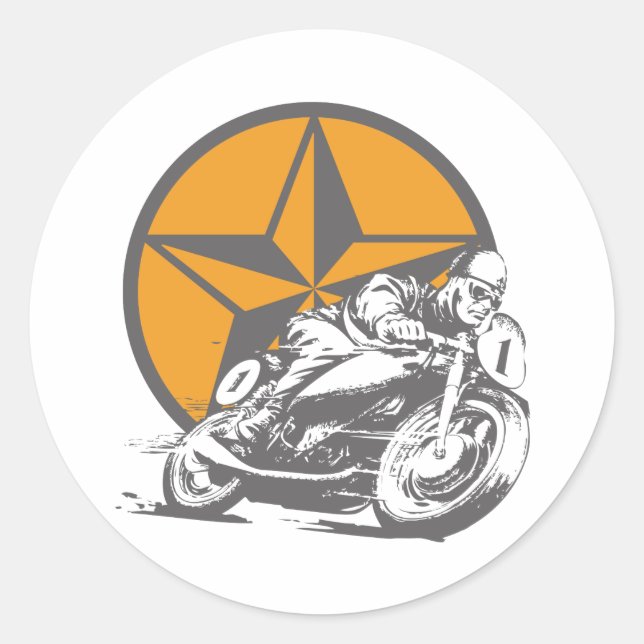 Adesivo Estrela do Círculo de Motociclismo de Vintage (Frente)